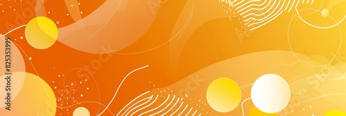 Bright orange background with yellow and white circles Abstract shapes and lines form circular patterns on the surface of an orange banner Generative AI photo