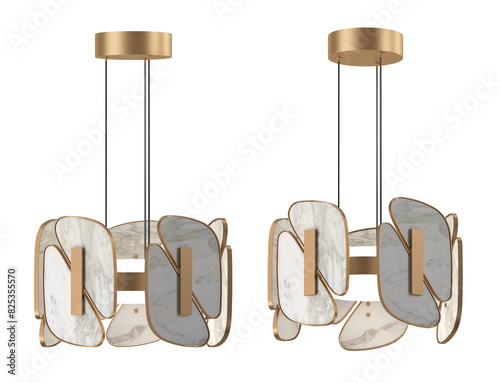 3d render Modern chandelier set . isolated on background .
