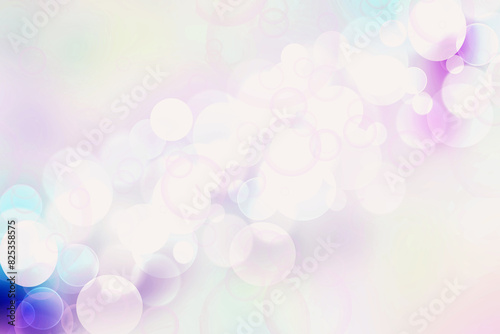 Abstract blurred fresh vivid spring summer light delicate pastel blue turquoise pink white bokeh background texture with bright circular soft color lights. Beautiful backdrop illustration.