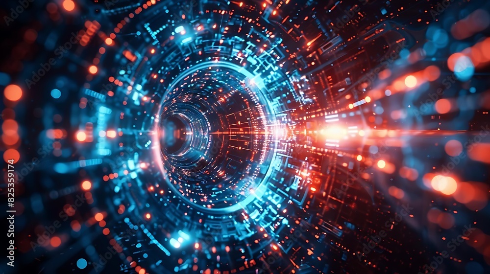 digital lines radiating outwards like a circular circuit board with a neon glow, abstract concept of technology digital lines radiating outwards like a circular circuit board with a neon glow, abstract concept of technology
