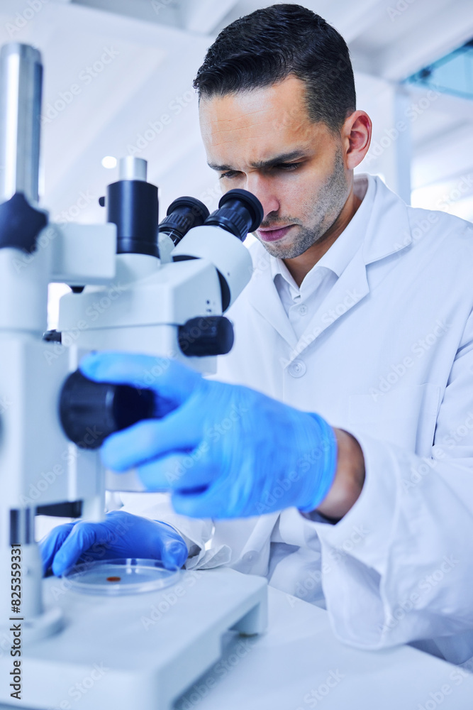 Microscope, man and scientist with research for bacteria, tech and lab for results and observe. Microbiologist, science and person in pharmacy, healthcare and check for medicine, test or innovation Microscope, man and scientist with research for bacteria, tech and lab for results and observe. Microbiologist, science and person in pharmacy, healthcare and check for medicine, test or innovation