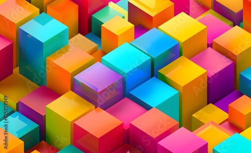 Colorful 3D abstract background with geometric shapes and lines for creative design, illustration, concept art or presentation template 