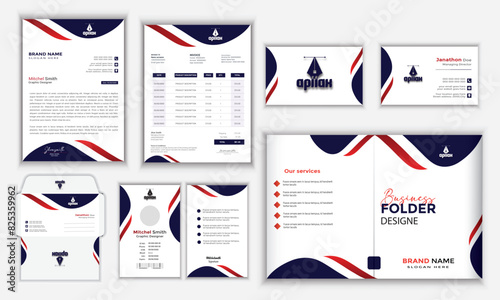 Unique flat real estate stationery design template, stylish business stationery items set with a bundle.
 corporate identity template design with color geometric elements. Business stationery.