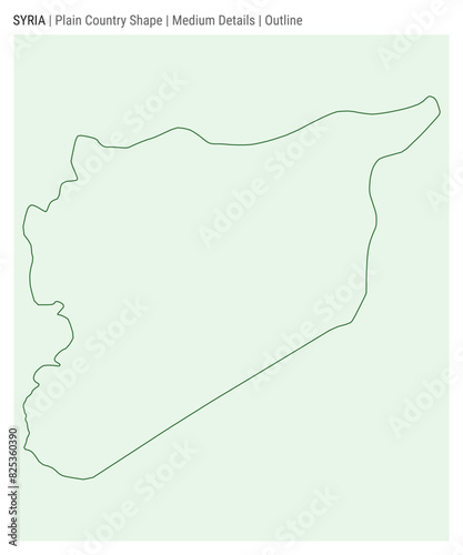 Syria plain country map. Medium Details. Outline style. Shape of Syria. Vector illustration.