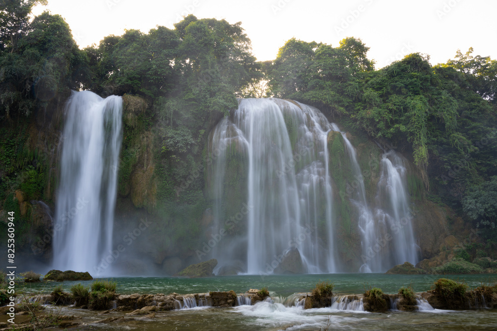 Obraz premium Aerial view of Ban Gioc-Detian Falls in Northern Vietnam.