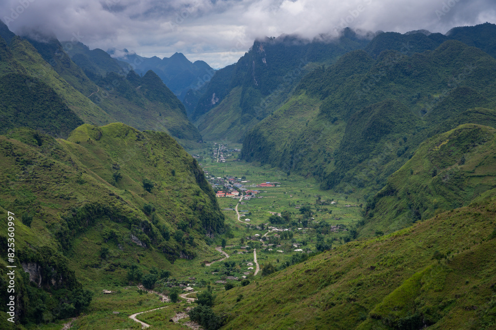 Aerial view of the Ha Giang motorbike loop in Northern Vietnam.