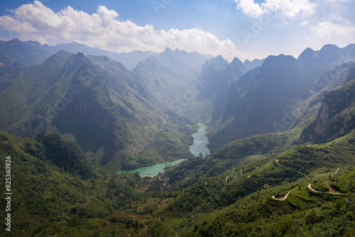 Aerial view of Nho Que River on Ha Giang loop  Vietnam.