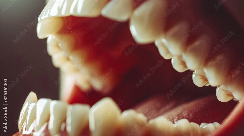 Smoker mouth with dental plaque covered with cigarette smoke closeup ...