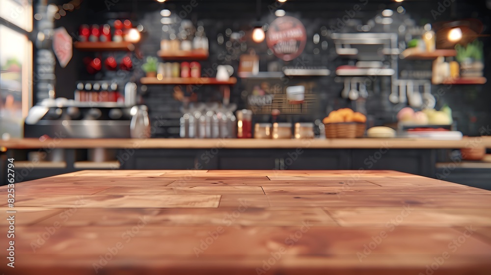Stylish Wood Table in Cafe or restaurant Stylish Wood Table in Cafe or restaurant