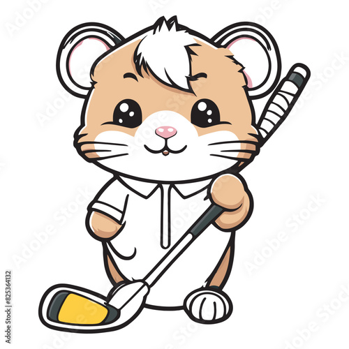 illustrate a kawaii style, cartoon style, sticker type black outline, full body Hamsters