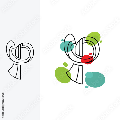 letter P logo. logo design template sign. Line art style.