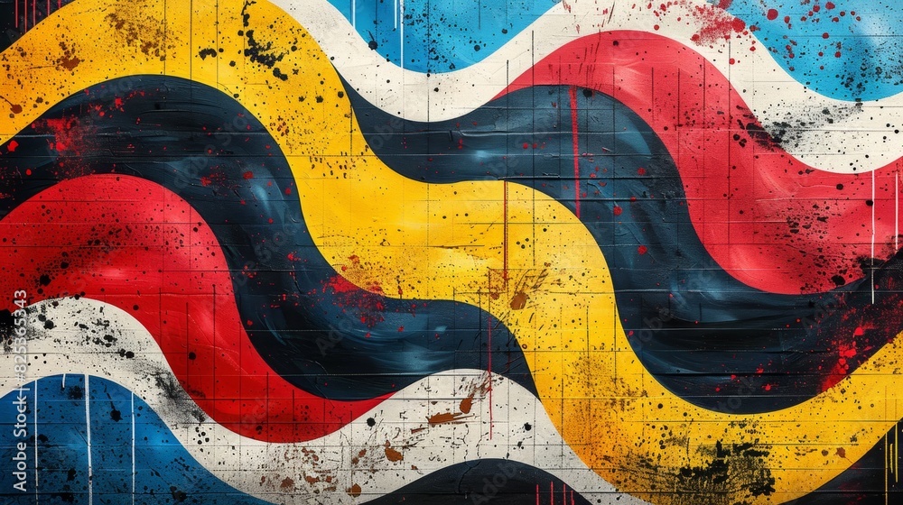 custom made wallpaper toronto digitalpop art summer theme, vibrant bold patterns in red, blue, and yellow create an eye-catching pop art background, blending retro and modern elements for a summer theme