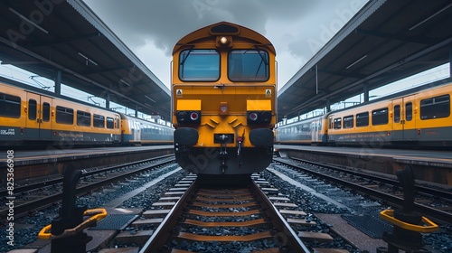 Front view of a locomotive with cinematic and professional photography style.