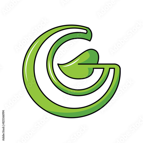 leaf lettermark logo, fresh leaf letter G. logo modern sign template. solid color style.