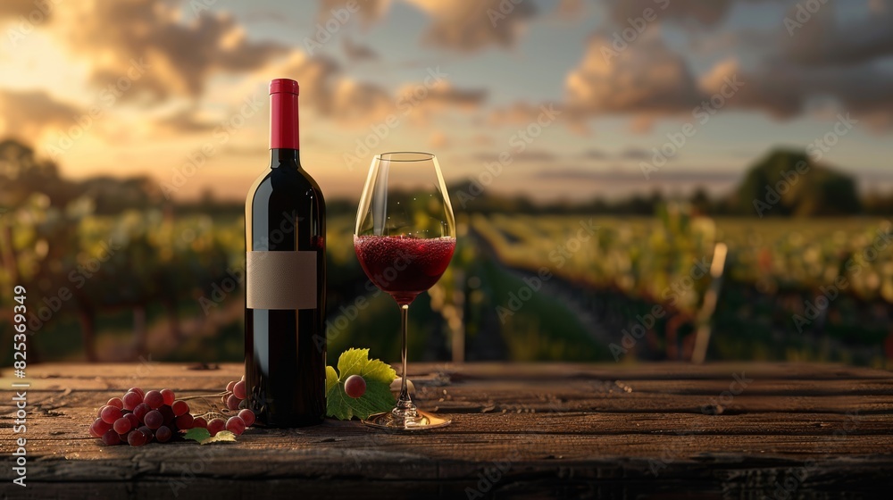 Fototapeta premium The Wine and Vineyard Sunset