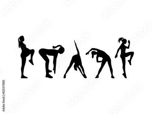 woman warm-up exercises silhouette.