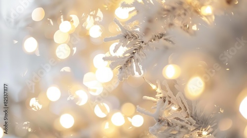 Blurred Bokeh Background with White Abstract Snowy Christmas Lights