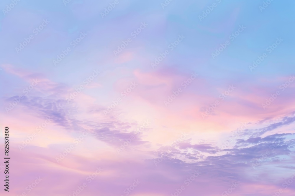 Beautiful pastel-colored sky with soft pink and blue hues, featuring delicate clouds and a serene, calming atmosphere, ideal for inspiring visuals.
