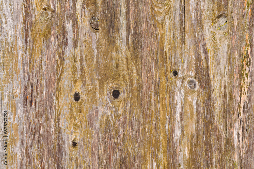 Fototapeta premium the wood is brown and worn and peeling off it's surface