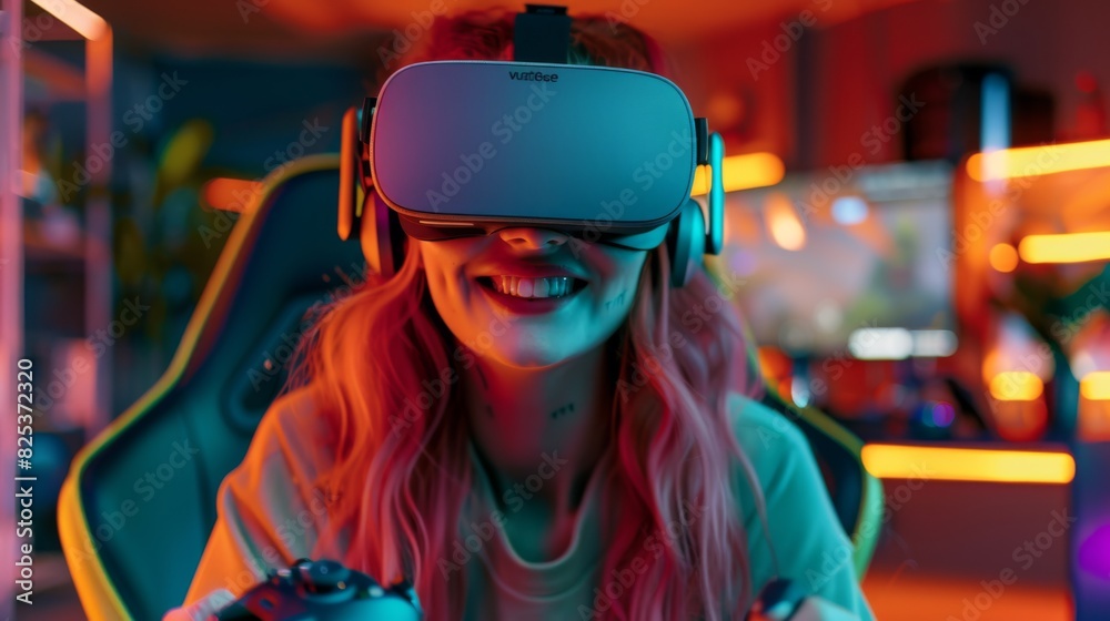 Young Woman with VR Headset
