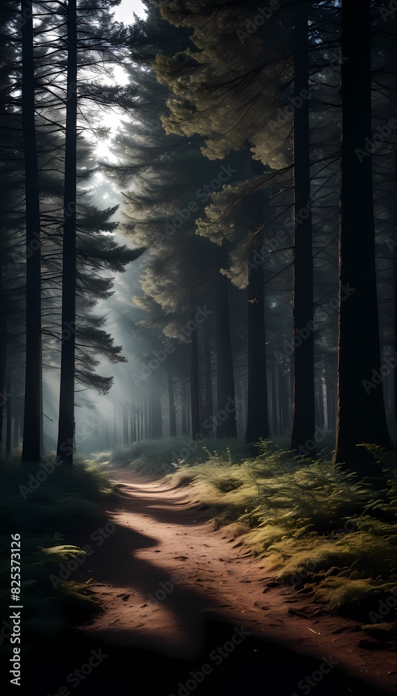 Obraz premium Morning in a pine forest