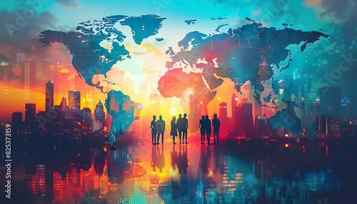 multinational corporation expanding its operations into new countries, global map with highlighted regions of expansion. diverse teams collaborating across borders,  international growth. 
 photo