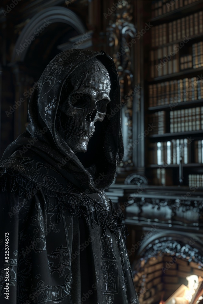 Grim Reaper in Dark Gothic Library
