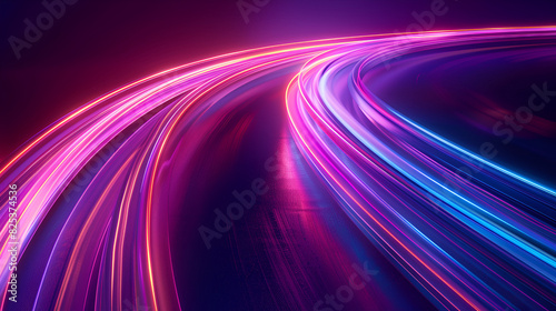 Abstract Neon Light Trails in a Futuristic Cyberpunk Style