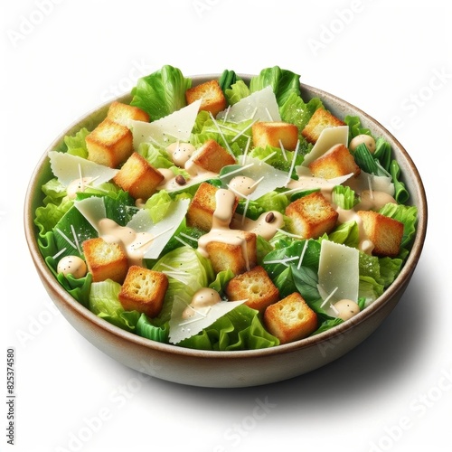 Caesar Salad With Croutons And Parmesan Cheese photo