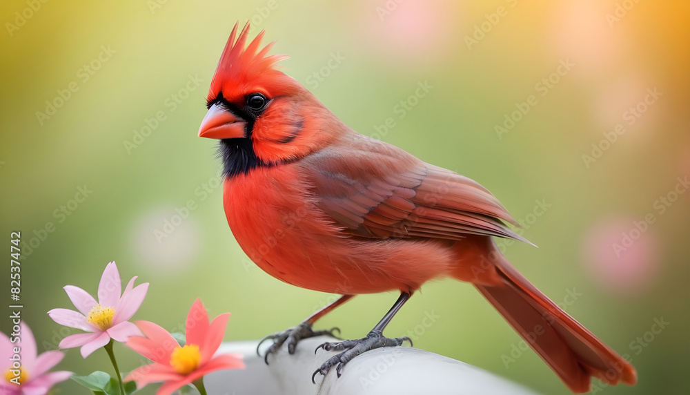 Close-up Northern Cardinal perching on branch,Bird Photography Close-up Northern Cardinal perching on branch,Bird Photography
