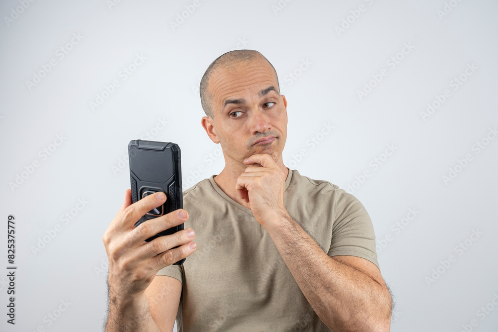 Caucasian, Brazilian man, 48 years old, in the studio showing emotions_disappointment_8. Caucasian, Brazilian man, 48 years old, in the studio showing emotions_disappointment_8.