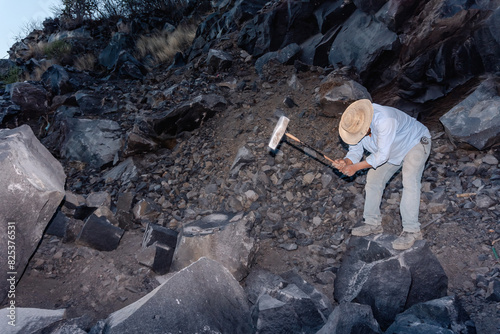 Volcanic Stone Extraction in Mexico photo