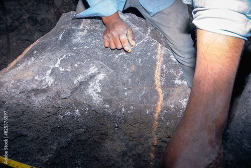 Labor in a stone mine photo