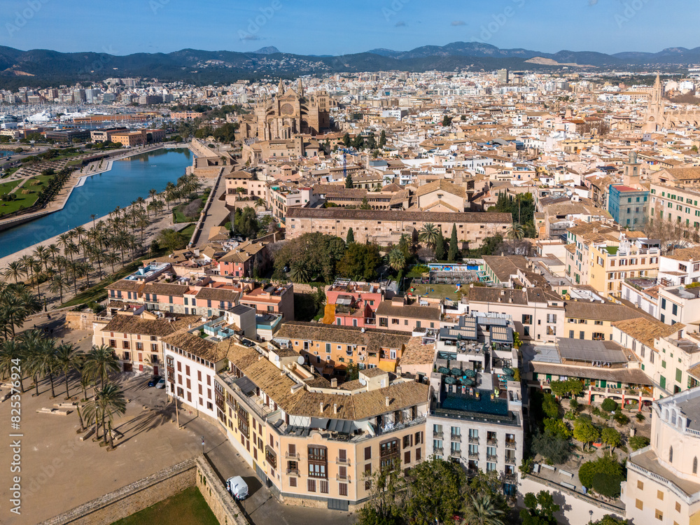 Aerial view of Palma de Mallorca's historic old town