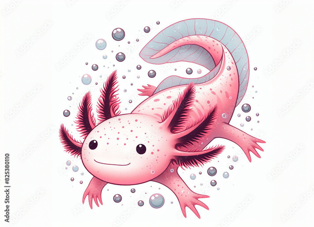 Illustration of cute axolotl isolated on white background Illustration of cute axolotl isolated on white background