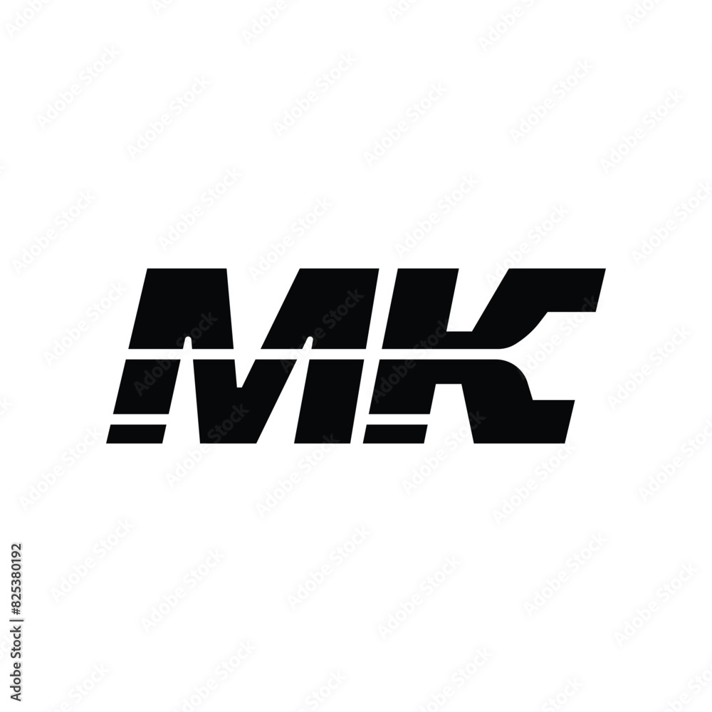 MK Typography brand name vector icon with leaser light effect.