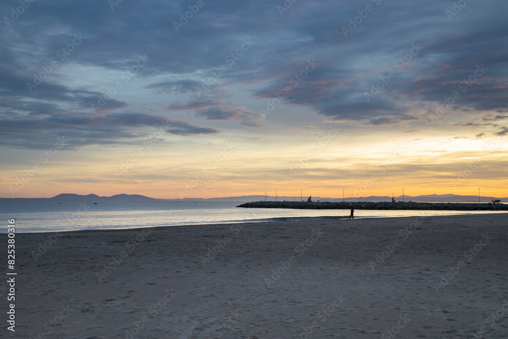 Naklejka premium Scenic view of Roses town in Catalonia, Spain at sunset