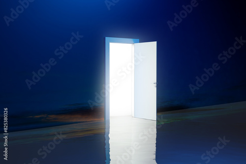 Doorway to another dimension in dark space