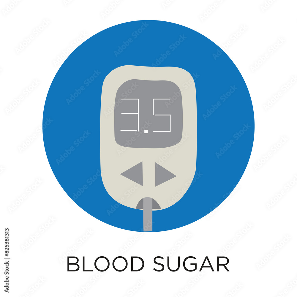 Blood sugar concept with blood glucose monitor vector icon, flat style illustration Blood sugar concept with blood glucose monitor vector icon, flat style illustration