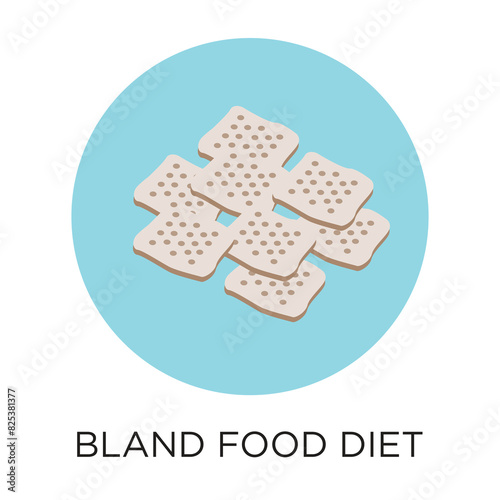 Bland food diet concept with crackers vector icon, flat style illustration