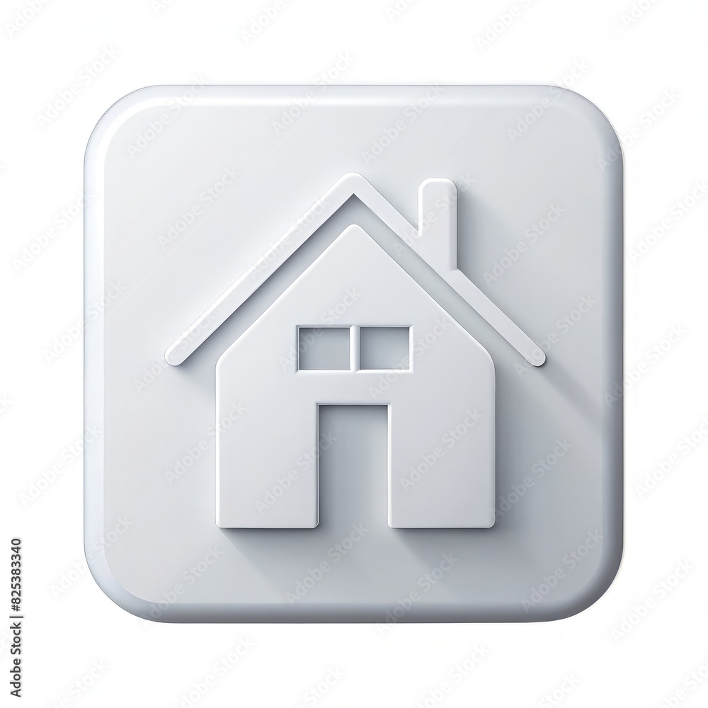 White Square Button With House Icon. Generative AI White Square Button With House Icon. Generative AI