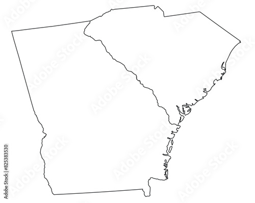 Map of the U.S. state of Georgia, South Carolina