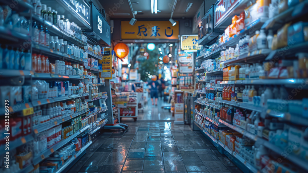 blurred shot of a busy pharmacy generative ai