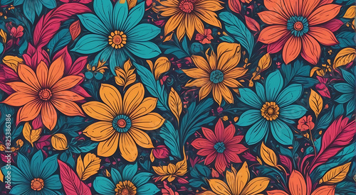 Wallpaper Mural contrasting Bright colors, Abstract 2D floral seamless pattern, background design
 Torontodigital.ca