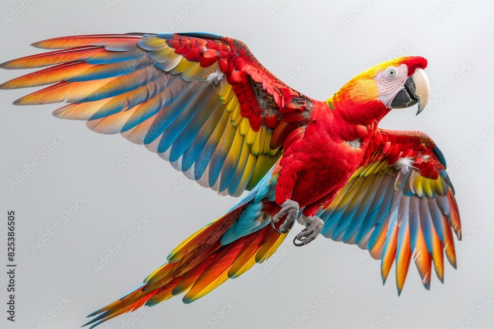 Fototapeta premium Colorful Parrot Flying in the Sky