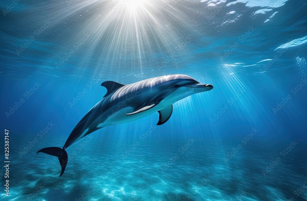 Obraz premium underwater shot of a dolphin in mid-dive
