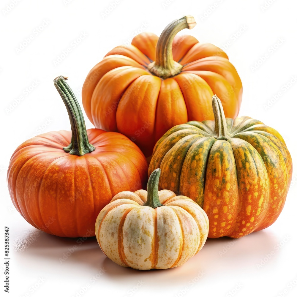 Three Pumpkins Sitting Together. Generative AI Three Pumpkins Sitting Together. Generative AI
