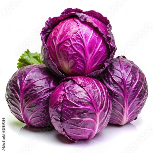 Pile of Purple Cabbage on White Background. Generative AI