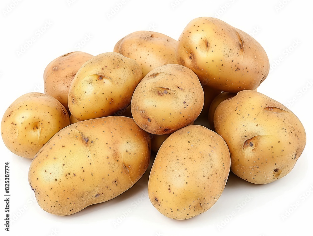 Fresh Potatoes: A Series of 6 Isolated Images on White Background