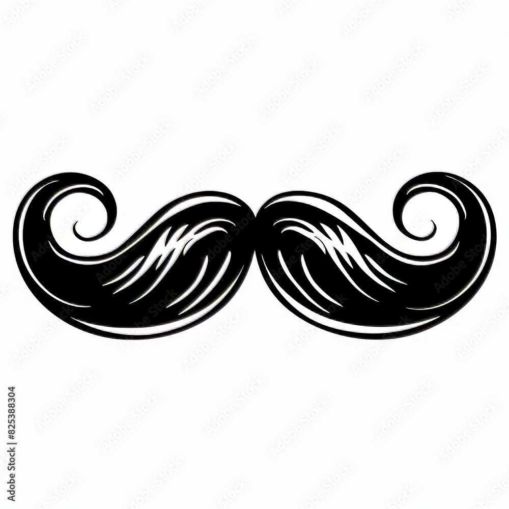Fototapeta premium Black and White Drawing of a Mustache